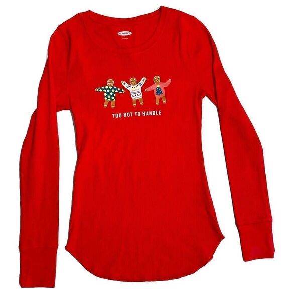 Old Navy GIRLS SMALL Too Hot to Handle Gingerbread Cookie Red Thermal QK Ship - Picture 4 of 9